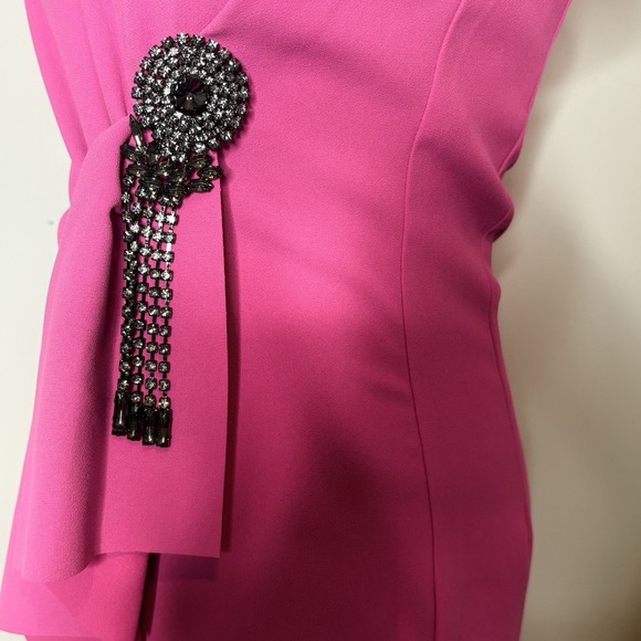 Pinko GAFF ABITO Fuchsia Ruffle Midi Dress IT 38 US 2 Elegant Cocktail - Picture 8 of 15